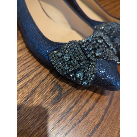 Tory Burch Navy Vanessa Crystal Bow Pointy Toe Flats - Picture 6 of 7